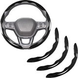 Carbon Fiber Steering Wheel Covers 3 Piece Clip on Steering Wheel Cover (Black)