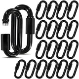 3.5" Black Chain Quick Link, 20 Pcs 3/8" Heavy Duty Locking Carabiner, 2000 LBS Capacity, Durable Chain Connector for Hanging Keys, Dog Leash, and Fence Gates