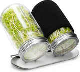 Sprouting Kit with Stainless Steel Screen Sprouting Lids & Glass Mason Jars & Light-Blocking Sleeves, 2Pack Premium Reusable Sprouts Growing Kit for Organic Broccoli Alfalfa Seeds Bean Sprouts