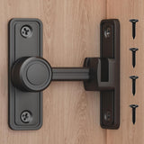 Barn Door Privacy Latch, 90°/180° Swing Slide Lock, Zinc-Alloy, Adhesive or Screw Mount, Interior Use for Bathroom/Bedroom/Closet/Shed, Includes Screws & Glue - Black