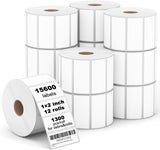 【15600 Labels/12 Rolls】 3-Proof 1" Core  2" x 1" Direct Thermal Label (51mm x 25mm) Multipurpose Shipping Address Barcodes Labels Compatible for Zebra & Rollo Desktop Label Printer
