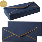 100 Pack #10 Business Envelopes with Gold Border, Self Seal Standard Envelopes with Gold Stickers for Office, Checks, Letter Mailing, Invoices, 4 1/8 x 9 1/2 Inches (Navy Blue)