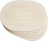 Oval Braided Placemats Set of 6 Woven 12x17.5 Inch Non Slip Washable Heat Resistant Place Mats Round Tablemats for Dining Kitchen Party Daily Table Decor Dinner Mats (Beige, 6)