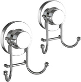 Suction Cup Hooks for Shower, Bathroom, Kitchen, Glass Door, Mirror, Tile – Loofah, Towel, Coat, Bath Robe Hook Holder for Hanging up to 15 lbs – Rustproof Chrome Stainless Steel (2-Pack)