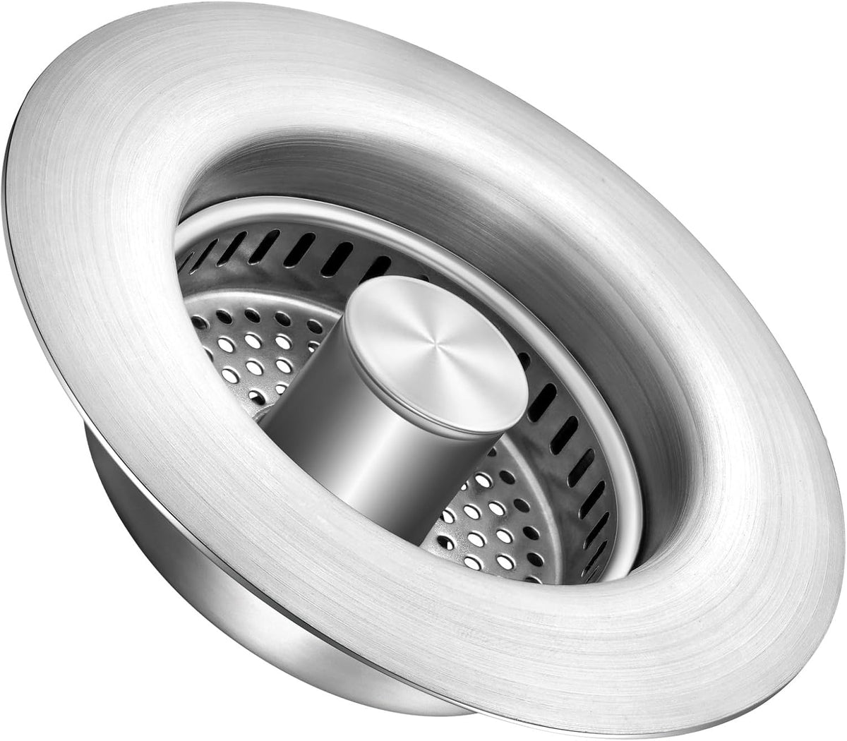 Sink Drain Strainer Kitchen Sink Drain Strainer&Sink Stopper,Stainless Steel Pop up Sink Drain Strainer,Anti-Clogging Basket Strainer,High Durability with Brass Core,Fit 3-1/2",Chrome