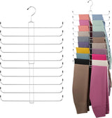 Legging Organizer for Closet, 2 Pack Rotatable Yoga Pants Hanger for Women's XS-XL and Girls' Leggings, Holds Up to 40 Pairs, Space-Saving Closet Organizers and Storage, Silver