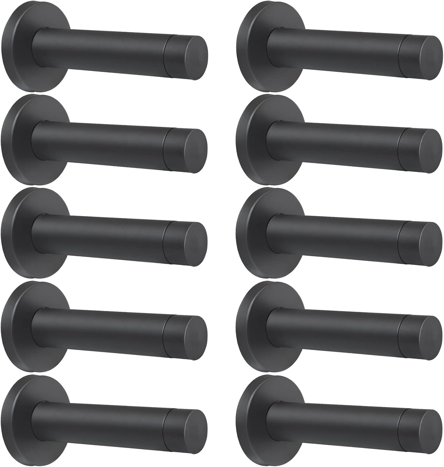 DOKU 10Pcs Door Stop, 3.5 Inch Heavy Duty 304 Stainless Steel Door Stopper with Rubber Tips Bumper, Wall Mounted Door Holder Protection Sound Dampening, Matte Black