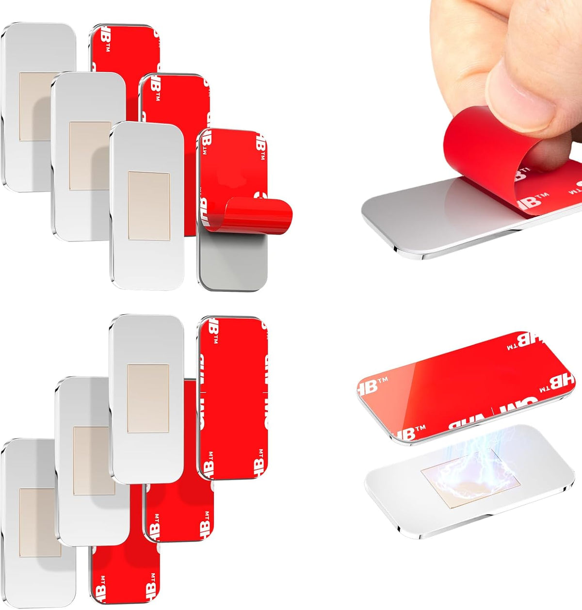 6-Pack No-Drill Invisible Magnetic Cabinet Catches, Stainless Steel with Strong Adhesive - for Kitchen, Bathroom & Closet Drawers