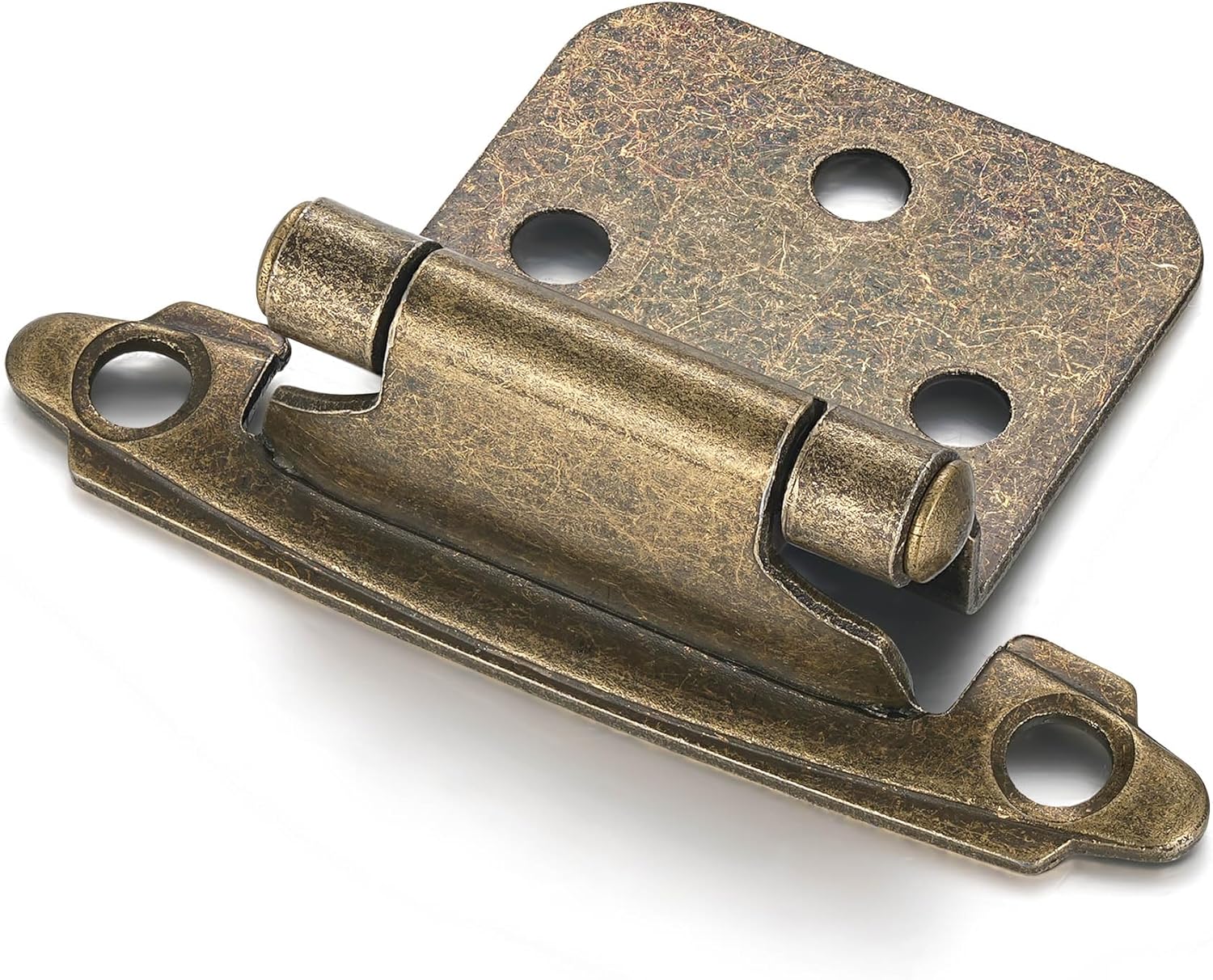 10 Pack (5 Pair) Antique Brass Self Closing Cabinet Hinges for Kitchen Cabinet Door, 1/2" Overlay (Variable) Semi Concealed Kitchen Cabinet Hinges