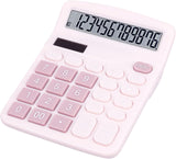 Cute Pink Desktop Calculator with Big Buttons, Dual Power Source, Solar and Battery, Large Display Screen - Perfect for Office, Teachers, and Students (Pink)