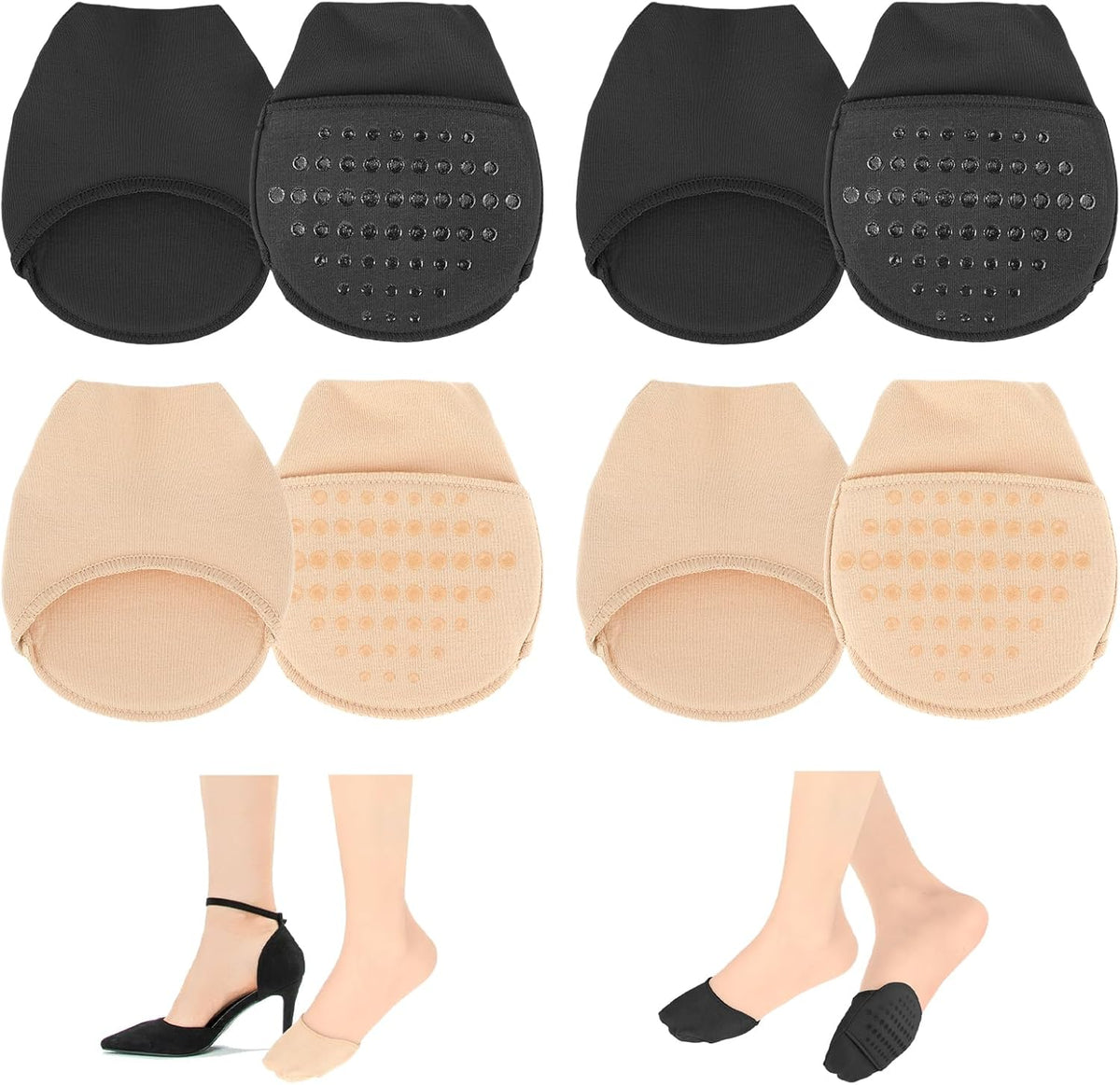 Ball of Foot Cushion Socks, Women's Toe Cover with Padding, Toe Topper Socks