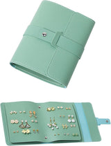 Earring Holder Organizer with Foldable Book Design Jewelry Book Organizer, Portable Pu Leather Travel Earring Case(Green)