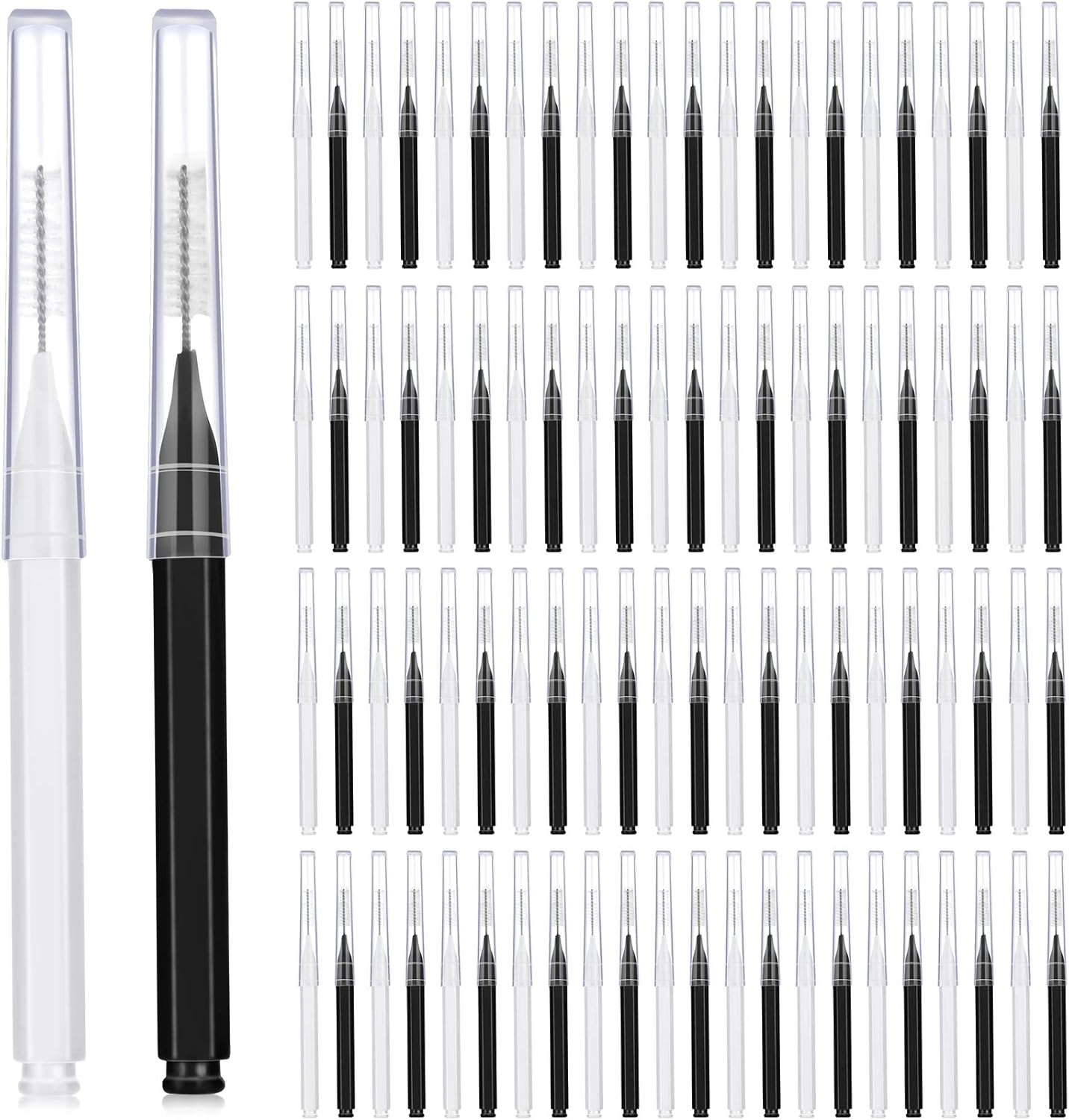 100 Pieces Braces Brush for Cleaner Interdental Brush Toothpick Dental Tooth Flossing Head Oral Dental Hygiene Flosser Toothpick Cleaners Tooth Cleaning Tool (Black, White)