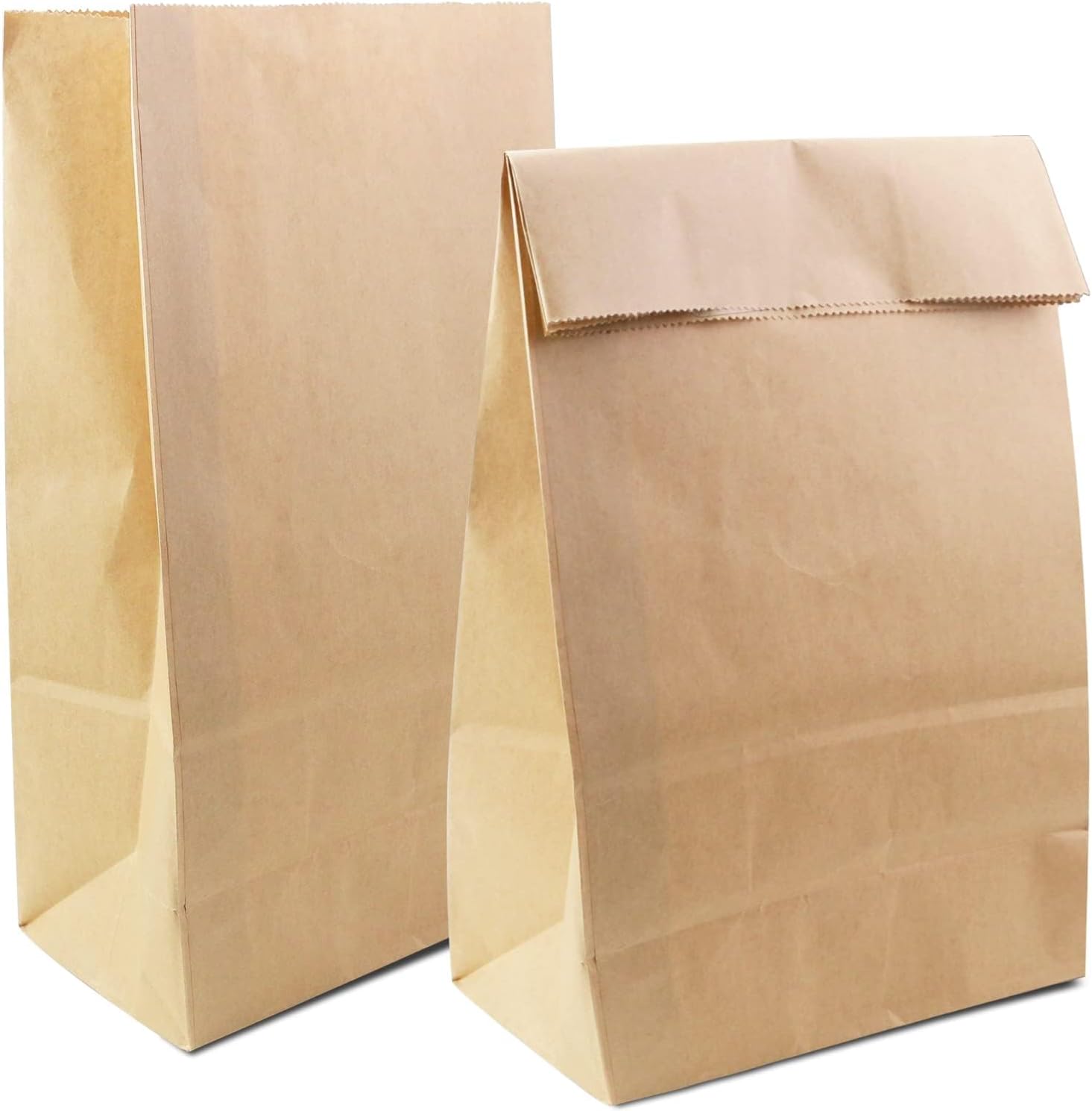 50 Pack 12 Lb Brown Paper Lunch Bags, 12.5" x 7" x 4.3" Large Bread Bags Bulk, Heavy Duty kraft Paper Sacks for Grocery Wrapping, Retail Shopping, Bakery, Party Favors