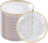100 Pack Clear Gold Plastic Dessert Plates, 6Inch Clear Gold Small Appetizer Plates With Hammered, Heavy Duty Disposable Salad Plate, Elegant Cake Platos for Wedding, Birthday, Teatime