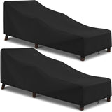 Patio Chaise Lounge Cover Water Resistant, 2 Pack of Pool Lounge Chair Covers for Outside Stackable Cushions and Outdoor Furniture, 80" x 30" x 26" H, Black
