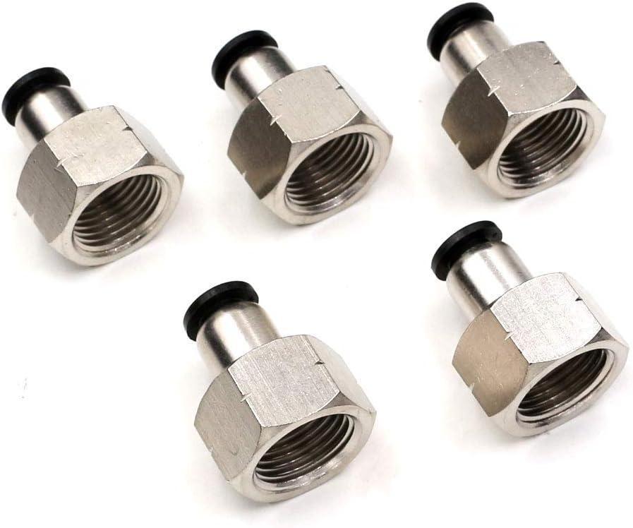 3/8 NPT Air Lines Fittings 1/4 OD Tubing Push Connect Air Fittings Quick Connect Tube Fittings Push in Connectors Fittings Air Hose Fittings Pneumatic Fittings Push Lock Fittings PCF 5Packs