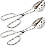 2-PACK Serving Tongs for Cooking Buffet Party Catering, Thickening Food Serving Cake Bread Kitchen Salad Tongs, Stainless Steel