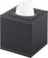 PU Leather Tissue Box Cover Square,Upgrade Large Size Napkin Holder Pumping Paper Case Dispenser,Facial Tissue Holder with Magnetic Bottom for Home Office Car Hotel Restaurant Black (Black-1)