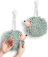 Fuzzy Ball Hand Towels (Set of 2) - Dry Your Hands conveniently with This Creative Hand Towel Hedgehog Decorative Towels for Bathroom (Pack of 2, Mint)