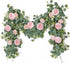 2 Pack 13FT Flower Garland, Artificial Rose Vine Fake Flower Garland Silk Rose Peony Hanging Vine Faux Floral Garlands for Wedding Party Arch Table Wall Backdrop Decoration (Light Pink, 2PCS)