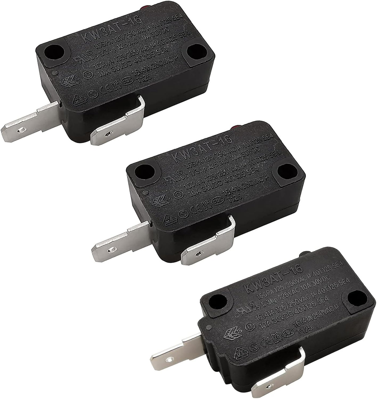 Microwave Oven Door Switch Replacement Part, 16A 125VAC, KW3AT-16 (Downward Compatible with KW3A-16), 2X Normally Open + 1x Normally Closed