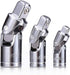 3PCS Universal Joint Socket Set, Chrome Vanadium Steel Swivel Socket Adapter Set, 1/4IN, 3/8IN, 1/2IN Drive Universal Joint Set
