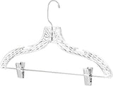 Clothes Hangers with Clips Plastic Set of 12 Pack Heavy Duty Hangers Dresses, T-Shirts Shirt Suit Hangers for Closet Organization Crystal Clear Hanger Pants Skirt Hanger Women and Men