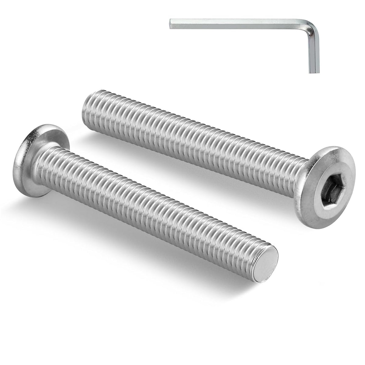 M6-1.0 x 45mm Flat Head Hex Socket Cap Screws Bolts 10Pcs, M6 Bolt 304 Stainless Steel 18-8 Furniture Bolts Full Thread, with Hex Spanner