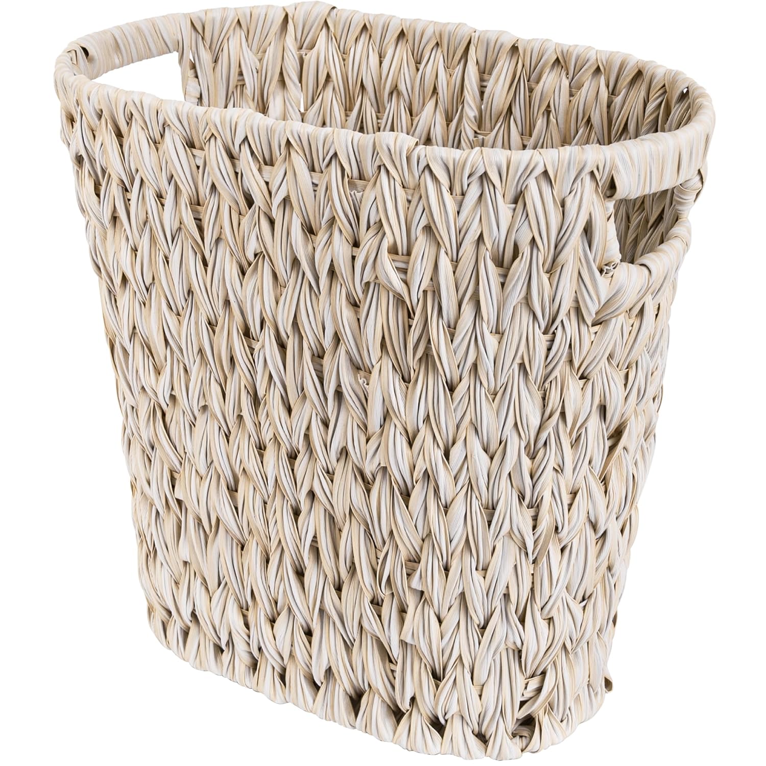 Wicker Trash Can, Waterproof Bathroom Trash Can, Wicker Waste Basket for Bathroom, Decorative Boho Waste Basket for Bedroom, Office, 19 Liters/5 Gallons