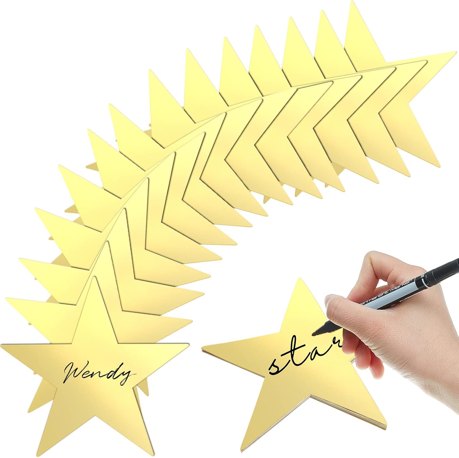 80 Pieces Stars Cutouts Glitter Double Printed Paper Cardboard Stars Decorations for Bulletin Board Classroom Wall Party Decoration Supply, 6 Inches(Gold)