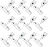 Clear Sign Clips Merchandise Display 12 Pack Plastic Label Pop Clips on Sign Holder Shelf Double Sided Swivel Price Tag Holders on Clothing Rack Rotatable Menu Clamps for Sale Retail Display