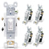 3 Way Toggle Light Switch, 15 Amp, 120 V, Toggle Framed AC Quiet Switch, in Wall On/Off Switch Replacement, Self-Grounding, Residential and Commercial Grade, UL Listed (5 Pack, Glossy White)