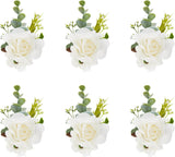 White Ivory Rose Wrist Corsage, Set of 6, Wedding Bridal Flower Corsage Hand Decor for Prom Party Homecoming, Wristband Flowers Bride, Bridesmaid, Girl