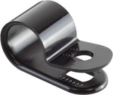 Black Nylon Plastic Cable Clamps, 3/8" Screw Mounts for Cable, Rope, Tube Management, 100 Pack