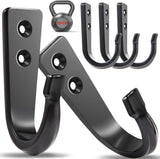5 Large Size Heavy Duty Wall Hooks, Coat Hooks for Hanging Pans, Backpacks, Coats, Garage Items (Black)
