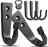 5 Large Size Heavy Duty Wall Hooks, Coat Hooks for Hanging Pans, Backpacks, Coats, Garage Items (Black)