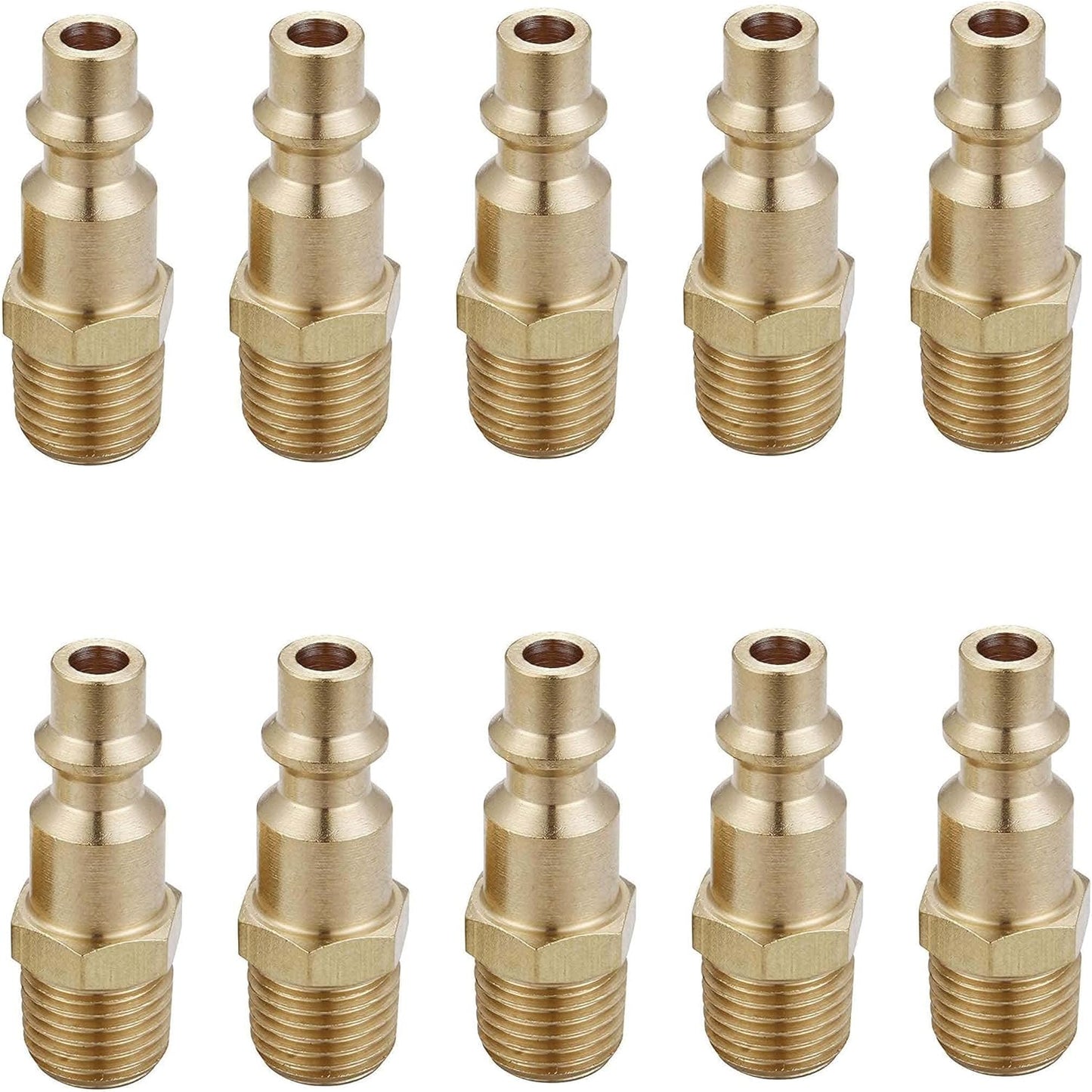 Brass 1/4-Inch NPT Male Industrial Air Hose Quick Connect Adapter, Air Coupler and Plug Kit, Air Compressor Fittings, 10pcs (Male NPT)