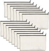 15 Pack Blank Cotton Canvas DIY Craft Zipper Bags Pouches Pencil Case for Makeup Cosmetic Toiletry Stationary Storage