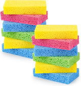 12-Count Cellulose Sponges, Non-Scratch Kitchen Sponges for Dish,Colorful Compressed Dish Scrubber Sponge for Household,Cookware,Bathroom