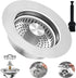 3-in-1 Kitchen Sink Drain Strainer Stopper, Upgraded Stainless Steel Sink Plug with Anti-Clog Filter Basket, Fits Standard 3-1/2 Inch Drain Hole, Pop Up Garbage Disposal Cover Food Catcher