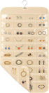 Hanging jewelry organizer with 80 clear pockets and a metal hook.