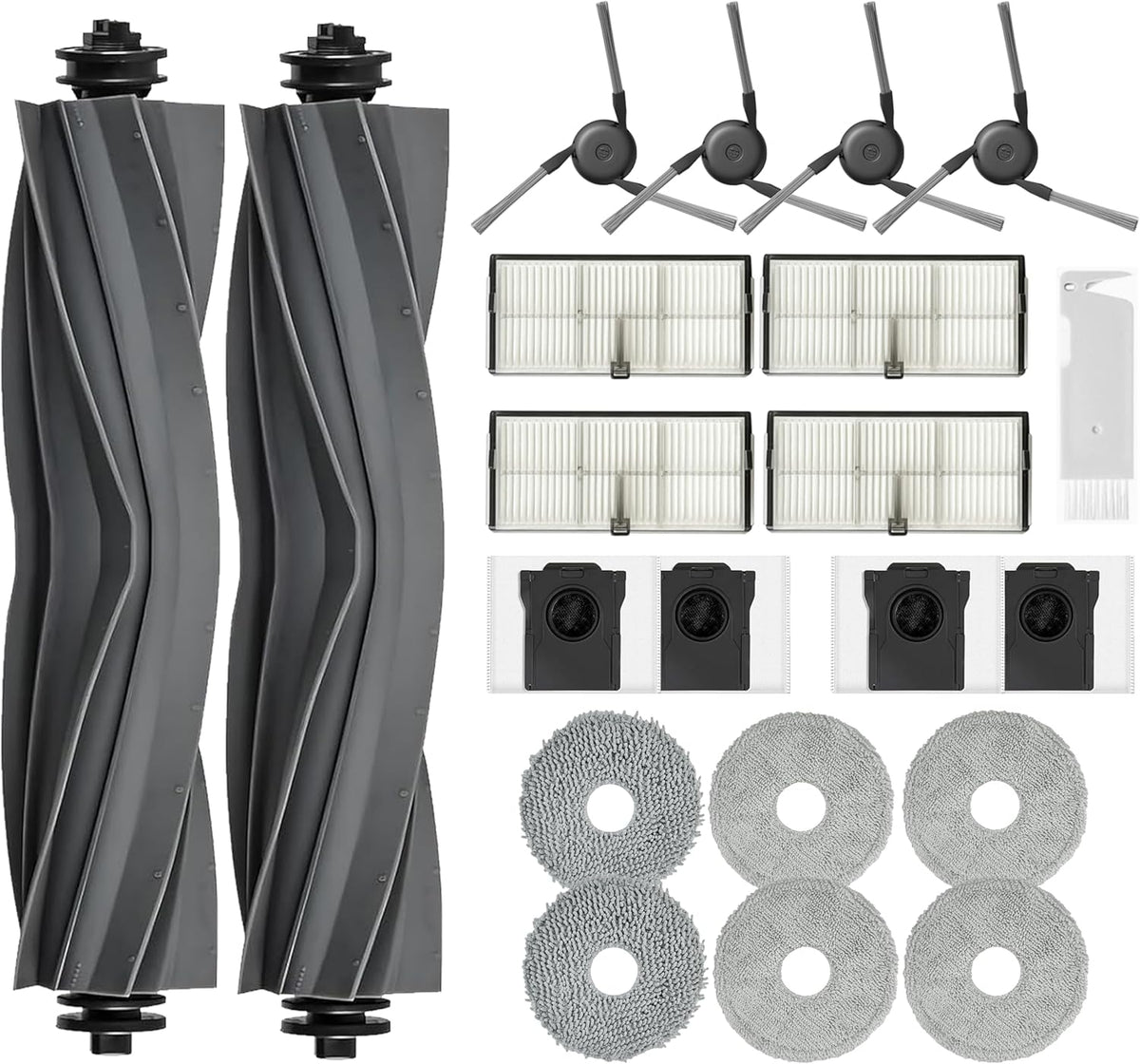 Replacement Parts Accessories for Dreame X40 Ultra Complete L40 Ultra X40 Master MOVA P10 Pro Ultra Mop Pads X6; Dust Bag X4; Filter HEPA X4; Main Brushes X2; Side Brushes X4