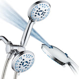AquaCare As-Seen-On-TV High Pressure 48-setting Rain & Handheld 3-way Shower Head Combo - Anti-clog Nozzles/Tub, Tile & Pet Power Wash/Extra Long 6 ft. Hose/All Chrome Finish