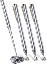 4 Pieces Telescoping Magnetic Pick up Tool Grabbers Reacher Tools with Pocket Clip 25 Inch Telescopic Retrieving Magnet Gift for Man, Father, Mechanic, Handyman, Husband (Silver)