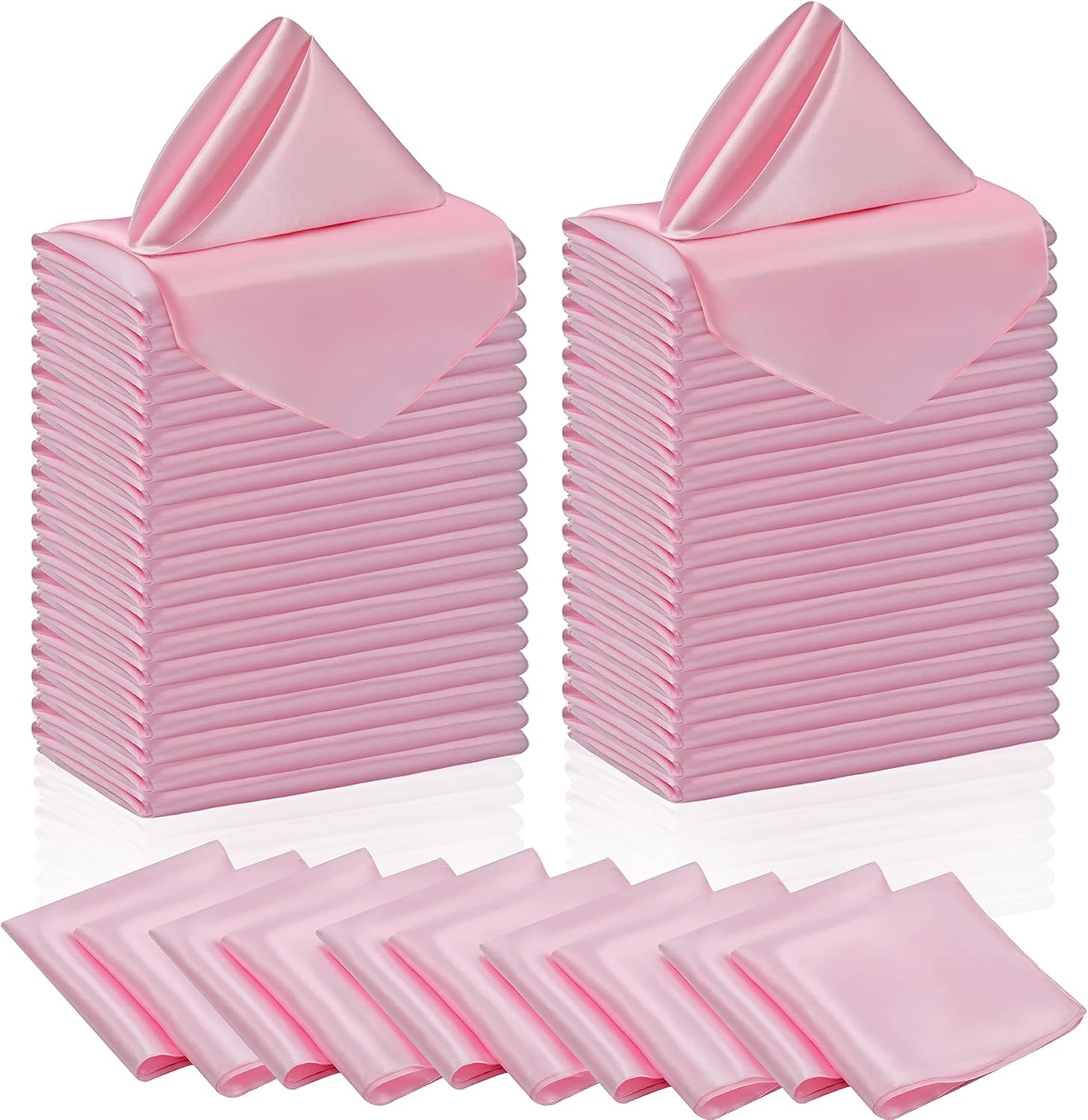 50 Pieces Light Pink Satin Napkins - 12x12 Inches Cloth Napkins, Square Satin Fabric Napkin Set - Soft & Reusable Table Napkins for Wedding Dinner Party Lunch Banquet Restaurant Decoration