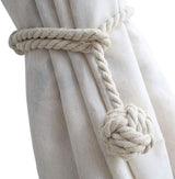 4 Pack Curtain Tiebacks - Heavy Duty Curtain Rope Tieback, Handmade Rural Decorative Curtain Holdbacks (Beige)