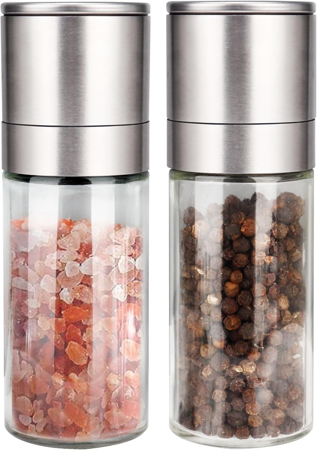 ® Salt and Pepper Grinder Set, Pepper Mill, Sea Salt Shaker Grinder Refillable, Adjustable Coarseness, Stainless Steel with Ceramic Rotor(Seasoning not included)