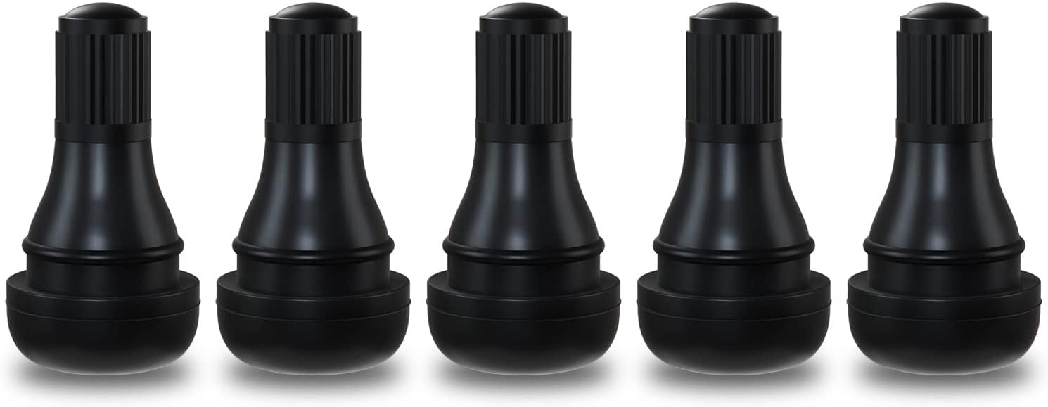 TR412 Rubber Snap-in Short Black Tire Valve Stem for Tubeless 0.453 Inch 11.5mm Rim Holes on Standard Vehicle Tires (5pcs/Bag)
