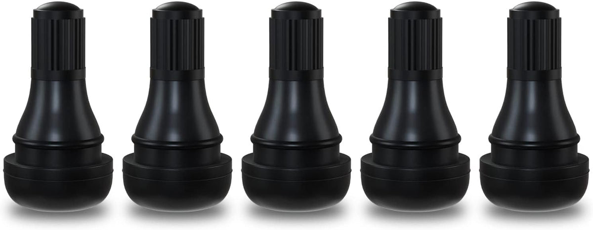TR412 Rubber Snap-in Short Black Tire Valve Stem for Tubeless 0.453 Inch 11.5mm Rim Holes on Standard Vehicle Tires (5pcs/Bag)